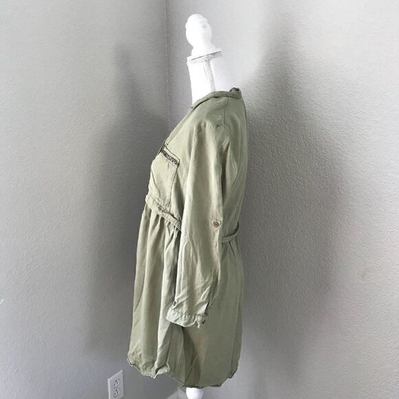 Zara Women Green Shirt Dress Medium - Picture 3 of 14